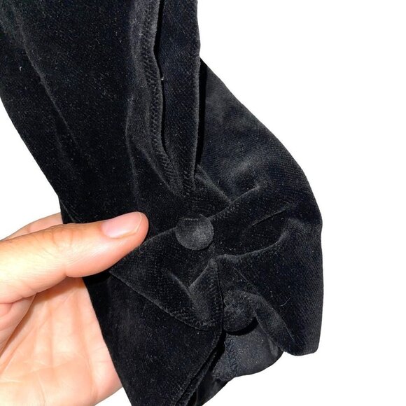 Laura Ashley Womens Princess Dress Size 6 Vintage Cotton Velvet Open Back Black - Picture 5 of 12